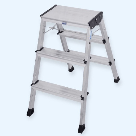 Двусторонняя алюминиевая складная стремянка подставка MONTO Rolly 2х3 алюминий (130068)